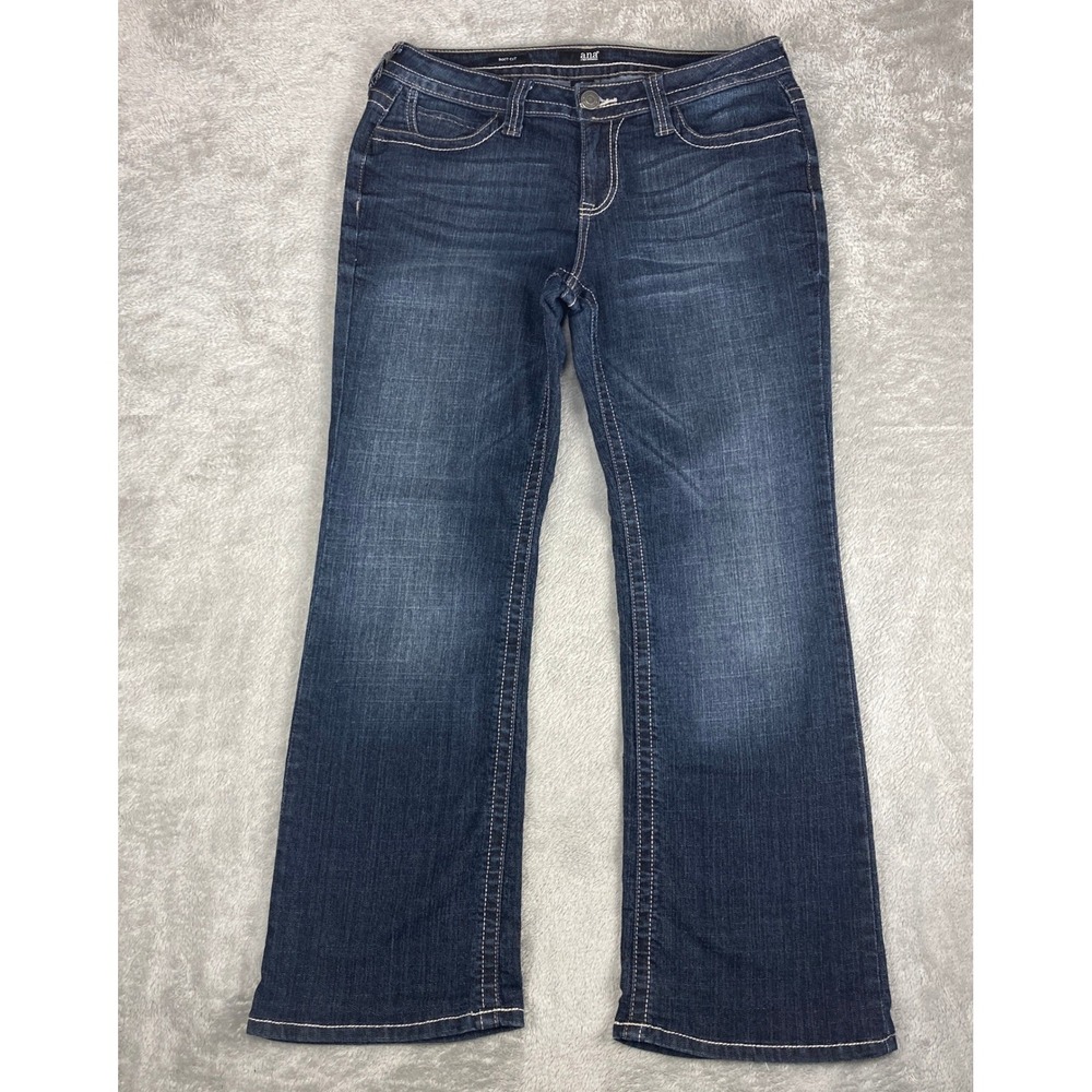 ana A New Approach Jeans Womens Size 10 Bootcut Dark‎ Wash Flap Pockets Stretch
